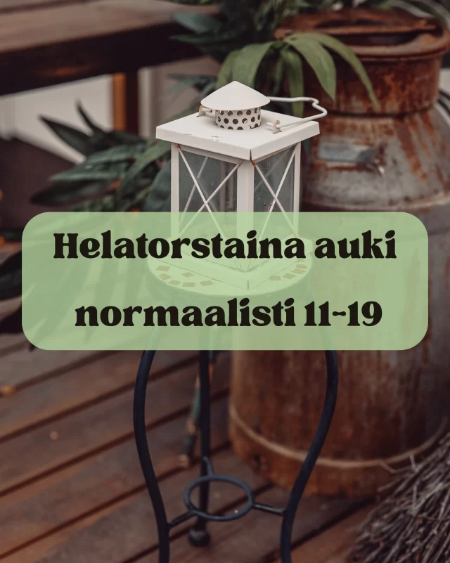 🌸 Tämän viikon torstaina eli helatorstaina olemme auki normaalisti klo 11-19. 🌸

Nyt pääsee taas joka päivä ostoksille 😎. Ensi viikon maanantaista lähtien taas kesäaukioloajat eli myös maanantait auki klo 11-19!

Hyvää maanantaita ja ihanaa päivää kaikille 🌼